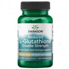 SWANSON Reduced L-Glutathione Double Strength Antioxidant and Immune Support 200mg L-Glutationas redukuotas 60 kapsulių