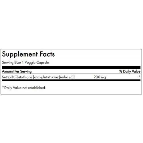 SWANSON Reduced L-Glutathione Double Strength Antioxidant and Immune Support 200mg L-Glutationas redukuotas 60 kapsulių