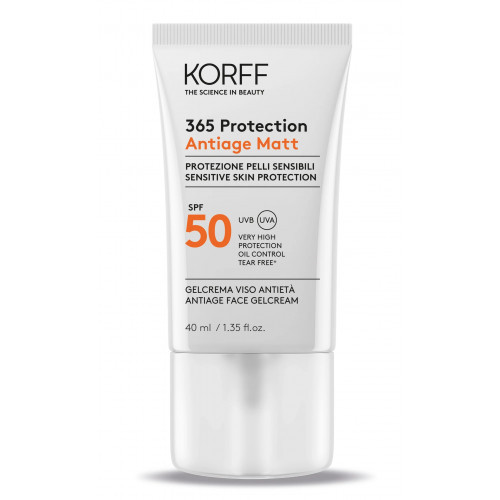 KORFF 365 Protection Antiage Matt Face Gelcream SPF50+ Apsauginis veido gelinis kremas su apsauga 40ml