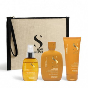 AlfaParf Milano Seni Di Lino Sunshine Gift Set Plaukų priemonių rinkinys saugantis nuo saulės + kosmetinė dovana