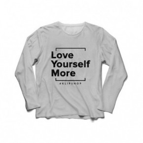 KlipShop Love Yourself More Sweatshirt Gray