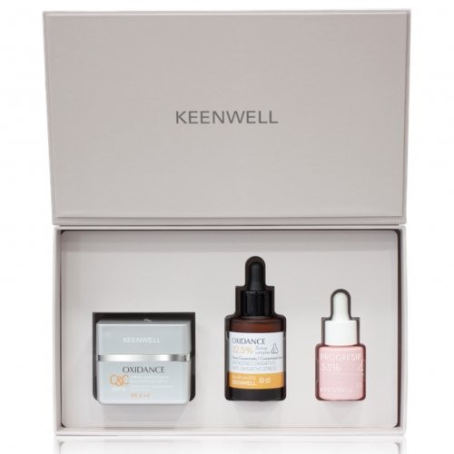 Keenwell Snow Drops Oxidance Kit Odą skaistinančių, drėkinančių ir šviesinančių priemonių rinkinys. Rinkinys