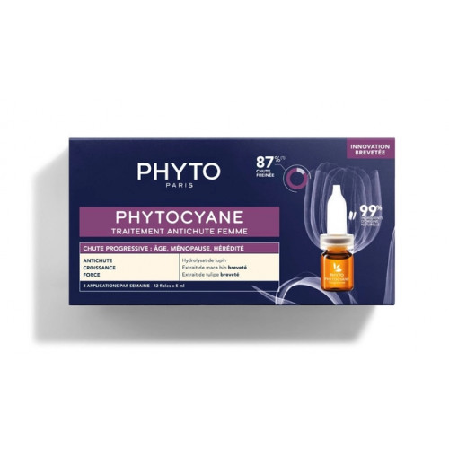 Phyto Phytocyane Anti Hair Loss Treatment For Women Ampulės nuo nuolatinio plaukų slinkimo moterims 12x5ml