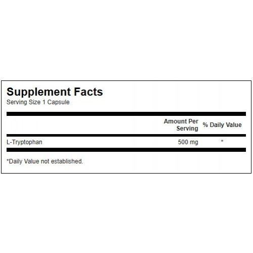 SWANSON L-Tryptophan 500mg Sleep Support Maisto papildas L-Triptofanas 60 kapsulių