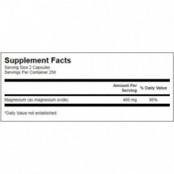 SWANSON Magnesium Oxide 200mg Muscle and Bone Health Magnis 250 kapsulių