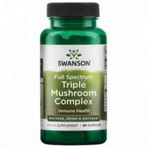 SWANSON Triple Mushroom Complex Immune Health Maisto papildas Maitake, Reishi ir Shiitake 60 kapsulių