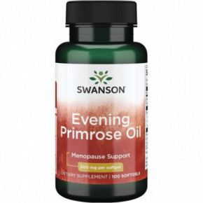 SWANSON Evening Primrose Oil 500mg Menopause Support Nakvišų aliejus 100 kapsulių