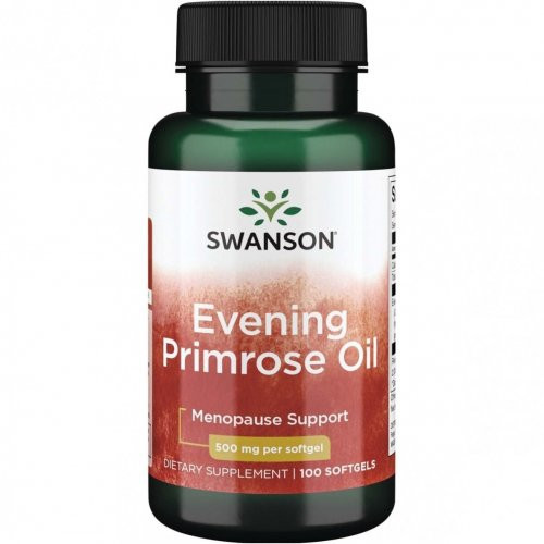 SWANSON Evening Primrose Oil 500mg Menopause Support Nakvišų aliejus 100 kapsulių
