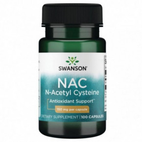 SWANSON NAC Nacetyl Cysteine 150mg Antioxidant Support Maisto papildas N-Acetilcisteinas 100 kapsulių