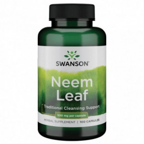 SWANSON Neem Leaf 500mg Traditional Cleansing Support Indiškojo ninbamedžio lapų maisto papildas 100 kapsulių