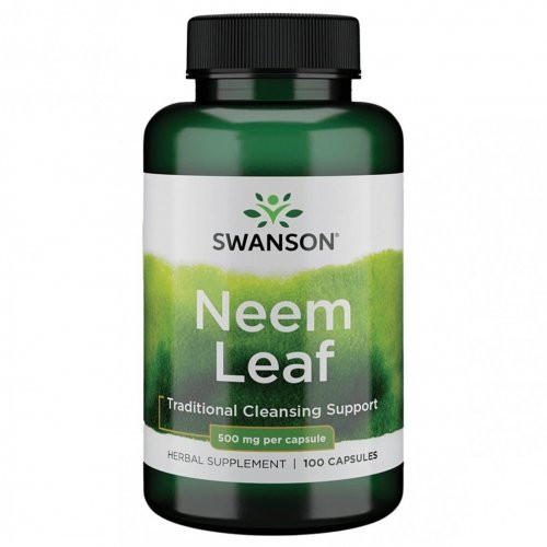 SWANSON Neem Leaf 500mg Traditional Cleansing Support Indiškojo ninbamedžio lapų maisto papildas 100 kapsulių