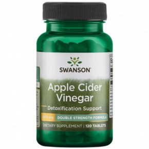 SWANSON Apple Cider Vinegar 200mg Detoxification Support Ābolu sidra etiķa uztura bagātinātājs 120 kapsulas