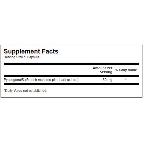 SWANSON Pycnogenol 50mg Antioxidant Support Pajūrinės pušies žievės ekstraktas 50 kapsulių