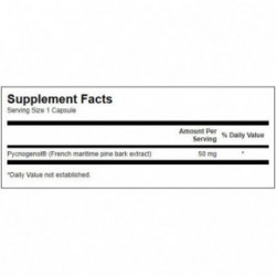 SWANSON Pycnogenol 50mg Antioxidant Support Pajūrinės pušies žievės ekstraktas 50 kapsulių