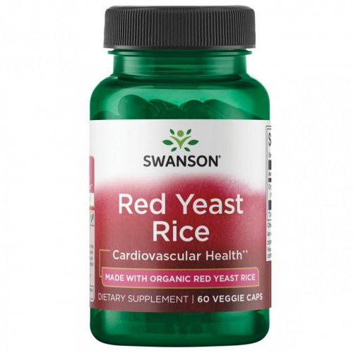 SWANSON Red Yeast Rice Cardiovascular Health Raudonųjų mielių ryžių maisto papildas 60 kapsulių