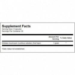 SWANSON Full Spectrum Shiitake Mushroom 500mg Immune Health Shiitake grybų maisto papildas 60 kapsulių