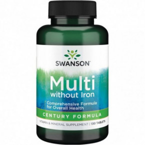 SWANSON Multivitamin without Iron Multivitaminų ir mineralų kompleksas, be geležies 130 kapsulių