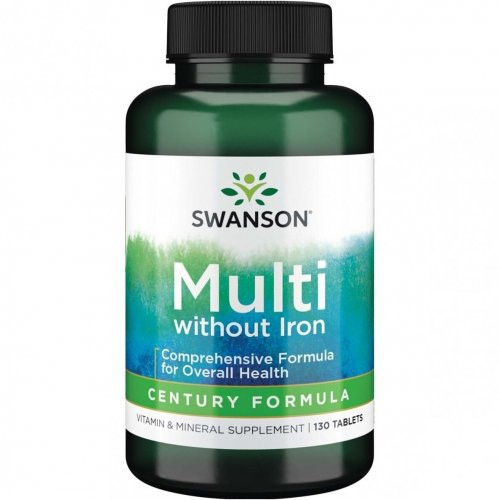 SWANSON Multivitamin without Iron Multivitaminų ir mineralų kompleksas, be geležies 130 kapsulių