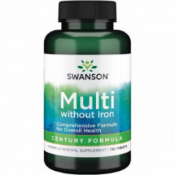 SWANSON Multivitamin without Iron Multivitaminų ir mineralų kompleksas, be geležies 130 kapsulių