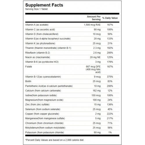 SWANSON Multivitamin without Iron Multivitaminų ir mineralų kompleksas, be geležies 130 kapsulių