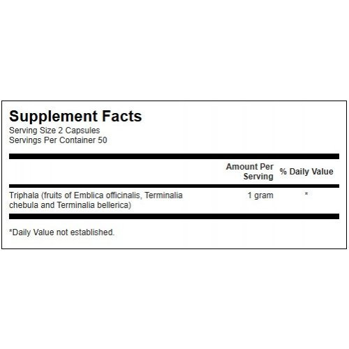 SWANSON Triphala 500mg Digestive and Immune Health Maisto papildas Triphala 100 kapsulių