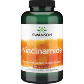 SWANSON Niacinamide 500mg Energy and Cardiovascular Support 250 kapsulių