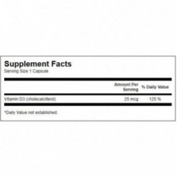 SWANSON High Potency Vitamin D3 1.000 IU (25mcg) Bone and Immune Health Vitaminas D3 250 kapsulių