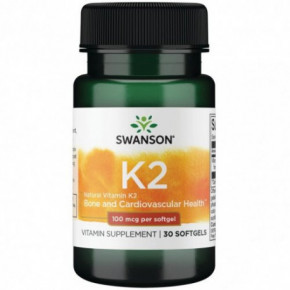 SWANSON Natural Vitamin K2 100mcg Bone and Cardiovascular Health 30 caps.