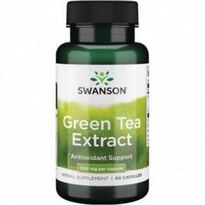 SWANSON Green Tea Extract 500mg Antioxidant Support Žaliosios arbatos ekstraktas 60 kapsulių