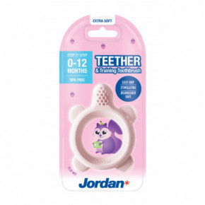 Jordan Teether and Training Toothbrush Extra Soft Kramtukas kūdikiams, ypač minkštas Pink