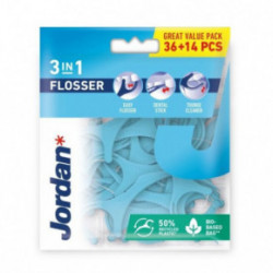 Jordan 3-in-1 Flosser Tarpdančių siūlai su laikikliu 36vnt+14vnt