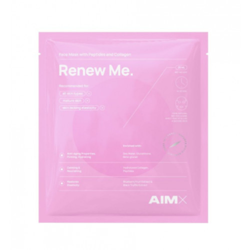 AimX Renew Me Greito poveikio lakštinė veido kaukė su peptidais ir kolagenu 1 vnt.