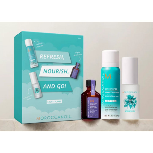 Moroccanoil Must Have Refresh, Nourish, And Go! Light Tones Vasaros kelioninis rinkinys šviesiems plaukams