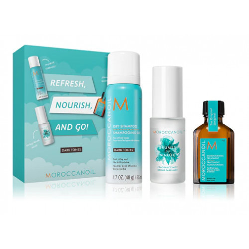 Moroccanoil Must Have Refresh, Nourish, And Go! Kelioninis vasaros rinkinys tamsiems plaukams