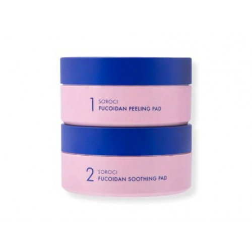 Soroci Fucoidan Peeling and Smoothing Facial Pads Šveičiamųjų ir raminamųjų diskelių rinkinys 70 vnt.