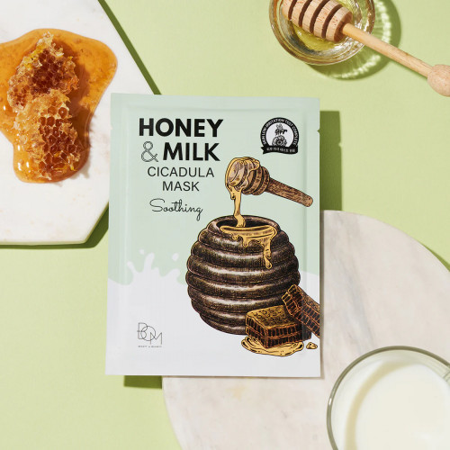BOM Honey & Milk Cicadula Mask Raminančios odą lakštinės veido kaukės 10 vnt.