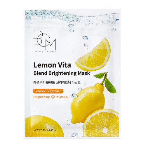 BOM Lemon Vita Blend Brightening Mask Skaistinančios odą lakštinės veido kaukės 10 vnt.