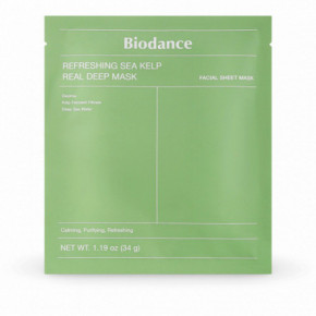 Biodance Refreshing Sea Kelp Real Deep Mask Riebalų išsiskyrimą balansuojanti naktinė lakštinė veido kaukė 34g
