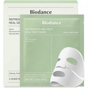 Biodance Refreshing Sea Kelp Real Deep Mask Sebuma izdalīšanos līdzsvarojoša nakts lokšņu sejas maska 4x34 g.