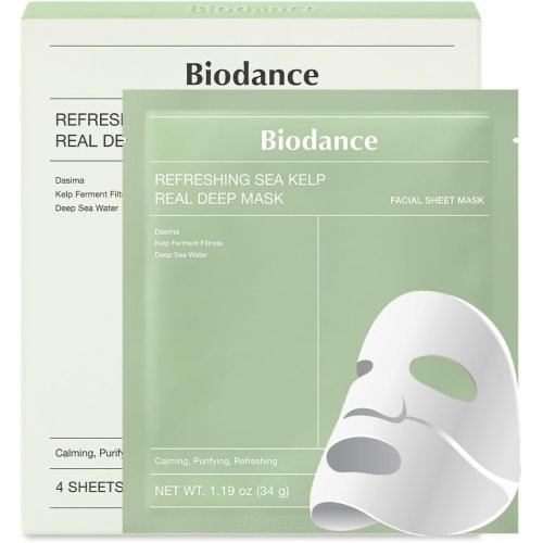 Biodance Refreshing Sea Kelp Real Deep Mask Riebalų išsiskyrimą balansuojanti naktinė lakštinė veido kaukė 34g