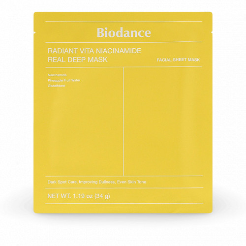 Biodance Radiant Vita Niacinamide Real Deep Mask Šviesinanti veido kaukė su niacinamidu ir glutationu 34g
