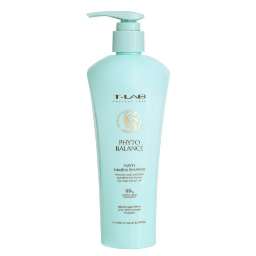 T-LAB Professional Phyto Balance Purity AHA/BHA Shampoo Galvos odą valantis šampūnas su rūgštimis 300ml