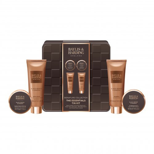 Baylis & Harding Black Pepper & Ginseng Men's The Essentials Tin Kit Gift Set Dovanų rinkinys vyrams