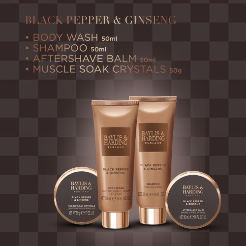 Baylis & Harding Black Pepper & Ginseng Men's The Essentials Tin Kit Gift Set Dovanų rinkinys vyrams
