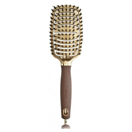 Olivia Garden Expert Care Flex Boar Bristles Gold&Brown Plaukų šepetys natūraliais šereliais