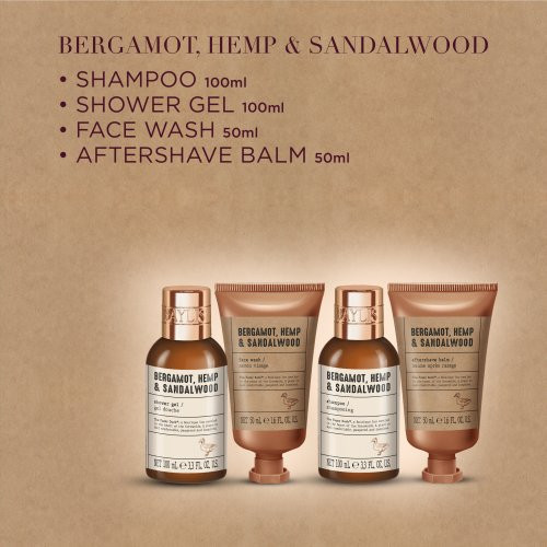 Baylis & Harding The Fuzzy Duck Bergamot, Hemp & Sandalwood Men's Luxury Wash Bag Gift Set Kūno priežiūros rinkinys