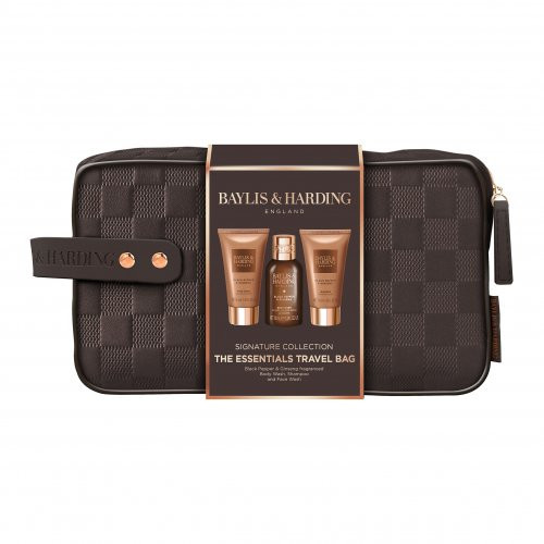 Baylis & Harding Signature Men's Black Pepper & Ginseng Gift Set Kūno priežiūros priemonių rinkinys vyrams su kosmetine