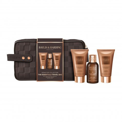 Baylis & Harding Signature Men's Black Pepper & Ginseng Gift Set Kūno priežiūros priemonių rinkinys vyrams su kosmetine