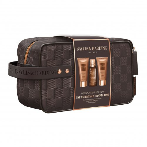 Baylis & Harding Signature Men's Black Pepper & Ginseng Gift Set Kūno priežiūros priemonių rinkinys vyrams su kosmetine
