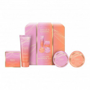 Baylis & Harding Jojoba, Vanilla & Almond Oil Luxury Pamper Tin Gift Set Dovanų komplektas Baylis & Harding Jojoba, Vanilla & Almond Oil Luxury Pamper Tin Gift Set Dovanų komplektas